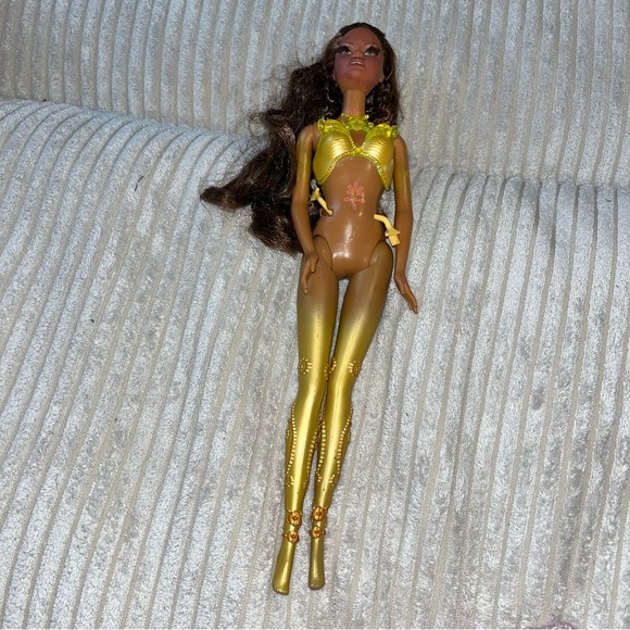 Barbie Fairytopia Wonder Fairy Asha Rooted Lashes Doll rare Black gold - Picture 6 of 6